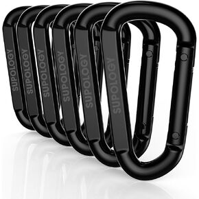 Carabiner Clip, Heavy Duty Steel Carabeaners 1100 lbs,3" D Shaped Spring Hook Small Carabiners for Hammocks, Camping, Hiking, Keychains, Outdoors and Gym, Dog Leash, Harness and Key Ring (6pcs)