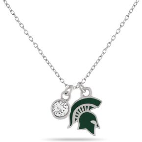 Stone Armory Michigan State Gifts - MSU Spartan Helmet Charm Necklace - Hypoallergenic and Adjustable 16-20in - Michigan State Womens Apparel