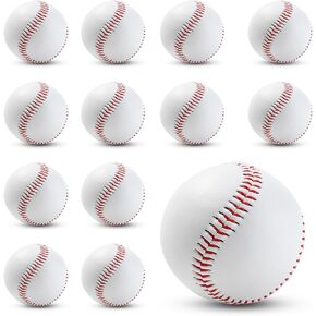 Rarapop Blank Standard Baseball Balls, Official Size 9 Inch Leather Covered Practice Baseball Training Ball for League Play, Pitching, Hitting, Batting, Fielding, Autograph