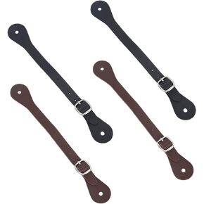 FINGERINSPIRE 4 Sets Imitation Leather Spur Tag Straps Black Coconut Brown Western Men Adjustable Boot Straps with Alloy Buckle Spur Straps for Boots for Western Women Men Equestrian Supplies