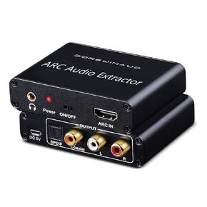 HDMI ARC Audio Converter, 192KHz / ARC to Optical/Coaxial/RCA/3.5mm Jack Compatible for TV/Projector/Speaker/Soundbar/Amplifier/Headset/Black