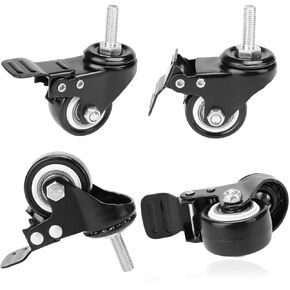 مجموعة من 4 عجلات STEM عجلات دوارة الدوران 2 "مع الفرامل عجلات الأثاث شاقا لا توجد عجلة ضوضاء لأثاث Workbench DIY عربات DIY in Kuwait