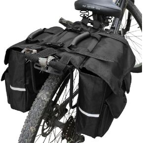 Bike Rack Bag Bicycle Rear Seat Bag Ebike Saddle Bag Cycling Pannier Trunk waterproof with Reflector & Adjustable Cord for riding Commuter Travel Outdoor Black