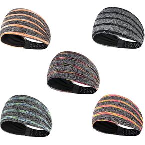 5 Pack Workout Headbands for Women, Non Slip Sport Sweatbands Yoga Wide Hairbands for Running Fitness Travel Elastic Moisture Wicking