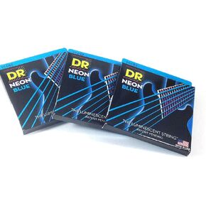 DR Guitar Strings 3 Pack Electric Neon Blue 10-46 Light