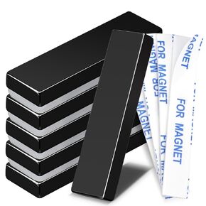 TRYMAG Magnets, 6 Pack Strong Neodymium Bar Magnets with Adhesive Backing, Heavy Duty Rare Earth Magnets Strips Powerful Bar Magnets for Crafts, Fridge, Garage, Kitchen, Science, Office - 40x10x5mm