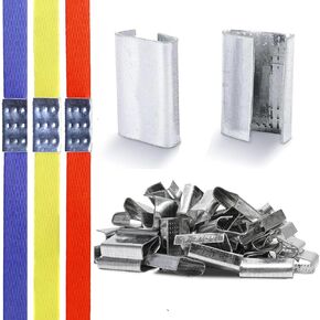 200 pcs Heavy Duty Open Seals for Polypropylene (PP) Strapping Packaging, Open Serrated Seals for 5/8" Strap Width Polyester (PET) Strapping, Provide Reliable Load Securement (Pack of 200)
