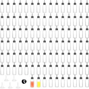 100 Pcs 2 oz Bottles Plastic Squeeze Condiment Travel Hair Oil Applicator Squirt Bottle Small Boston Dispensing Bottles with Twist Cap 5Pcs Funnel Liquid Mini Dressing Container Ketchup Paint ﻿