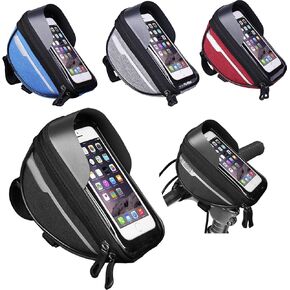 Hard Casing Bike Bag, Lightweight and Durable Waterproof Phone Holder in Black, Sensitive Touchscreen for Phones up to 6.4 inches, Perfect Bike Accessories - 7"x4" / 18x10 cm
