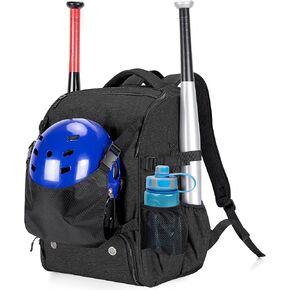 DSLEAF Baseball Backpack for 4 Bats, Softball Bag with External Helmet Holder and Separate Shoe Space Up to US Mens 13
