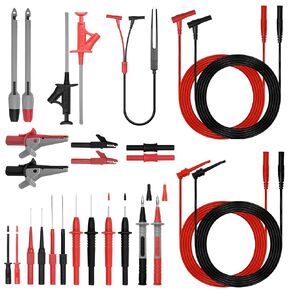 27PCS Multimeter Test Leads Kit,Professional and Upgraded Test Leads Set with Alligator Clips, Test Hook Clip, Banana Plug and Piercing Probe Clip for Multimeter Electrical Testing