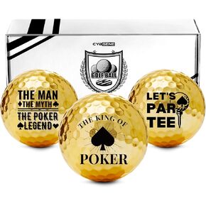 Poker Gifts for Men Women Golf Balls Unique, Personalized Colored Golf Balls 3 Pack, Cool Accessories for Golfers, Golf Lovers, for Birthday and Christmas