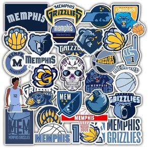 29 PCS Set of Memphis Decal Grizzlies Stickers Pack Memphis Vinyl Grizzlies 2-2.5 inches