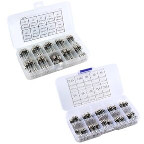 182pcs Quick Blow Glass Tube Fuse Assorted Kit 5x20mm 6x30mm Thermal Fuse Kit Fast Blow Fuse 0.2-15A