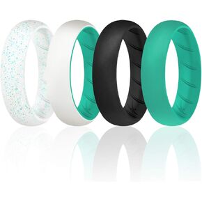 ROQ Silicone Rings for Women Breathable Silicone Rings Bands - Comfort Fit Silicone Wedding Ring for Women - Medical Grade Silicone Rubber Band - Unique Women's Silicone Wedding Ring