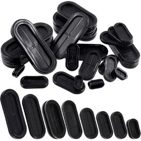 Glarks 10Pcs 13/16" x 1-13/16" - 20 x 45mm Oval Closed Rubber Grommet, Drill Hole Double-Sided Firewall Hole Plug Wire Protection Electrical Wire Gasket for Wire, Plug, Automotive, Plumbing