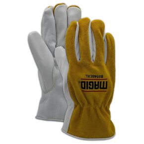 MAGID RoadMaster Grain Cowhide Leather Drivers Glove with Suede Split Leather Back - 8/M (1 PR)