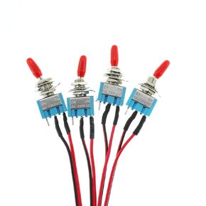 4PCS Small Toggle Key Switch with Pre-soldered Wire for Car Alarms Circuit Modification Test Equipment