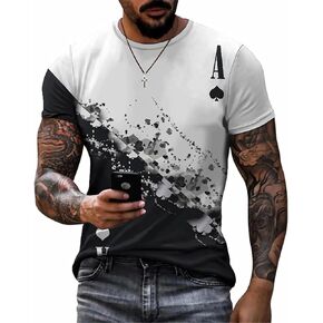 3D Poker Shirts for Men Funny Graphic Workout Tees Shirt Casual Short Sleeve Tshirt Vintage T Shirt Summer Shirts Men