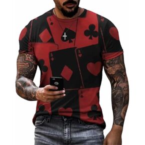 قمصان البوكر ثلاثية الأبعاد للرجال مضحك تمرينات جرافيك Tees قميص غير رسمي قصير الأكمام