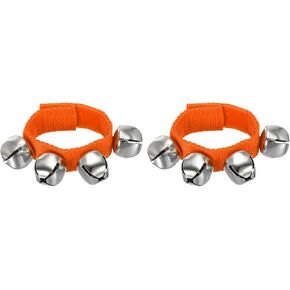 YOKIVE 2 Pack Wrist Bells, Jingle Bells Ankle Bells Percussion Instruments Musical Class Christmas Hand Bells with 4 Bells for Home Party Christmas, Orange