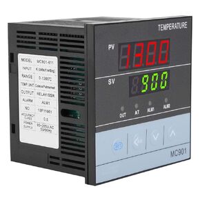 MC901 Digital Temperature Controller, PID K Type Thermostat PT100 Sensor Input Relay SSR Output ℃/℉ Temperature Display High High Sensitivity with 2 Bolts