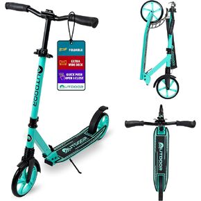 Outdoor Cruiser Kick Scooter for Ages 6+, for Kids, Teens, and Adult, Max Load 250 LBS, Foldable, 8-inch Big Wheels, Dual Suspension, 3 Adjustable Levels, Child Safety Approved