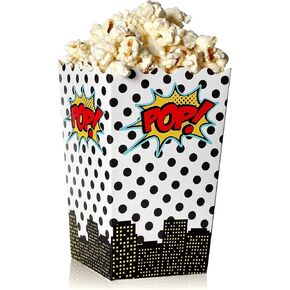 BLUE PANDA - 100 Pack Bulk Comic Book-Styled 20oz Mini Popcorn Boxes for Halloween, Movie Nights, Party Supplies (3.3 x 5.6 x 3.3 In)