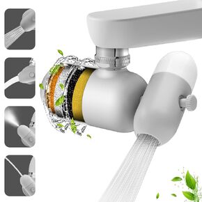 Bathroom Water Filter for Sink Faucet with 2pcs Replacement Filters - 720° Rotating Sink Faucet Aerator for Skin Care - Hydrate & Brighten Skin with 15/16’’ Male Thread & 55/64’’ Female Thread