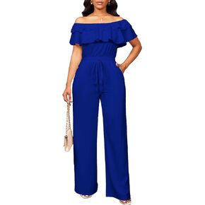 Sexy Jumpsuits for Women Elegant Off The Shoulder Business Long Straight Pants Party Jumpsuit in Kuwait