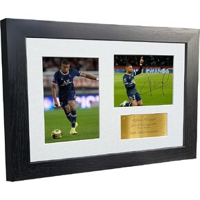 12x8 A4 Kylian Mbappé PSG Paris Saint-Germain Autographed Signed Photo Photograph Picture Frame Football Soccer Poster Gift G