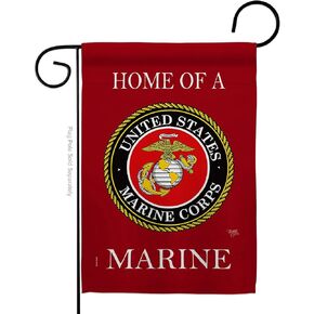 Home of Marine Corps Garden Flag Wall Decor Armed Forces USMC Semper Fi Tapestry Official United State American Military Memorabilia Banner Remembrance Retire Outdoor Yard Memorial Veteran Gifts Made In USA