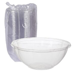 Eco-Products Compostable Clear PLA Plastic 24oz Salad Bowl No Lid, Pack of 50, Disposable Round To Go Cold Food Containers, Lids Sold Separately, Renewable PLA Material Made from Plants, ASTM, BPI