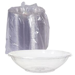 ECO PRODUCTS Compostable Clear PLA Plastic 48oz Squat Salad Bowl No Lid, Pack of 50, Disposable Round To Go Food Containers, Lids Sold Separately, Renewable PLA Material Made from Plants, ASTM, BPI
