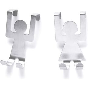 Door Hook Rack Hanger, 2pcs Cartoon Man Shaped Metal Steel Steel Over Cabinet Door Hook Kitchen Towel Hanger Organizer