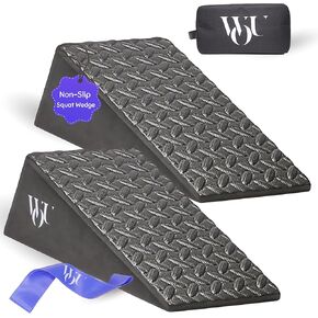 WOU Foam Squat Wedges, Rubber Wedge Blocks, Heel Elevated Squat Wedge, Slant Board for Calf Stretching, Squat Ramp, Calf Raise Platform, Gym Equipment for Home, Improve Strength, Mobility, Performance