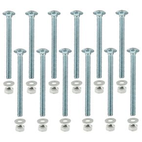12 Sets 1/4-20 x 3 Inch Carriage Bolt Kit, Carbon Steel Carriage Bolts Galvanized Carriage Bolt Assortment, Round Head Carriage Screws with Hex Nuts and Flat Washers Full Thread Coverage