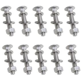 Stainless Steel 18-8 Full Thread Coverage 1/4-20 x1-1/2 Carriage Bolts and Nuts Kit Square Bolt T Slot Bolts Head Bolts Header Bolts Hexagon Nut Spring Washer and Flat Washer Silver 10 Set