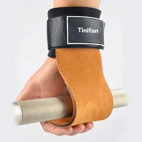 Wrist Straps for Weightlifting, Deadlift and Pull Up, Leather Powerlifting Grips Gloves for Bodybuilding, Working Out, Strength Training for Men and Women