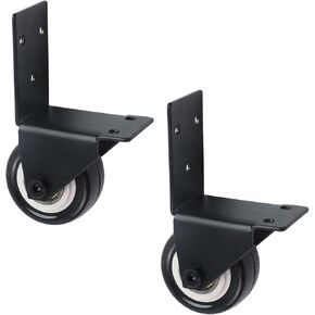 Crapyt 2 PCS Side Mount Casters Swivel Caster Wheels Black Luggage Wheels Replacement 2.4"×4.41" L Bracket Casters for Carts, Furniture, Doors