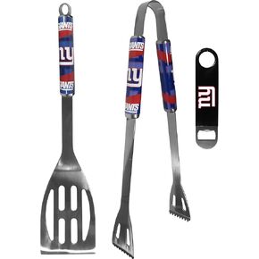 Siskiyou Sports NFL New York Giants Unisex 2 pc BBQ Set and Bottle Opener, Team Colors, One Size