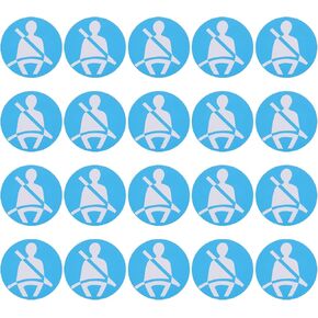 20Pcs Wear Seat Belts Stickers 46x46mm Seat Belt Warning Signs Self Adhesive Sticker Safety Symbol Used in Cars Trucks Other Outdoor Vehicles
