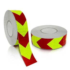 1 Roll Arrow Reflective Safety Tape Warning Reflective Tape Waterproof Outdoor Eye-Catching Tape for Vehicles, Trailers, Boats, Signs (Red and Fluorescent Green) (2 in. x 100 Ft.)