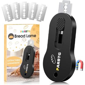Extractable & Magnetic Bread Lame Dough Scoring Tool, Professional Sourdough Scoring Tool for Sourdough Bread Baking, Bread Making, Bread Scoring Tool with 5 Razor Blades & Scoring Patterns booklet