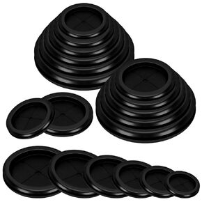 Hilitchi 52PCS Black Rubber Grommet Assortment Kits 5/8" 13/16" 1" 1-3/16" 7/8" 1-1/2" Double Sided Round Rubber Solid Closed Hole Plug for Wire Electrical Appliance Plumbing