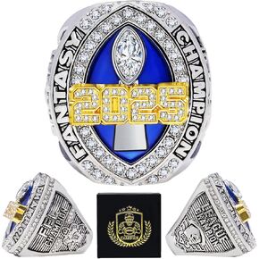 2025 Fantasy Football Ring,Fantasy Football Championship Ring with High-Grade Gift Box,League Champion Trophy Rings Premium Award for Winner