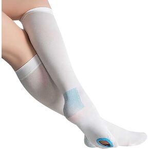 Medical Grade Knee-High/Thigh High Anti Embolism Compression Stockings for Women & Men, Unisex Medical Grade 15-20mmHg Support Socks, Plus Size White with Inspection Hole