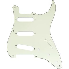 Musiclily Pro 8 Holes ST SSS Pickguard for 2008-2019 China Made Squier Classic Vibe SQ CV 50s Reissue Vintage Strat Style Electric Guitar, 3Ply Mint Green