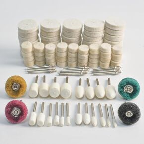 104Pcs Wool Polishing Wheel Set,Polishing Wheel Rotary Tool Accessories with 1/8" Shank,Abrasive Wool Buffing Wheel for Jewelry Metal Copper Glass