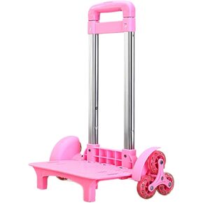 Trolley Cart Luggage Cart with Wheels, 6 Wheels,Wheeled Cart Stair Climber Folding Hand Truck for Boxes Show Exhibitors Kids, Pink